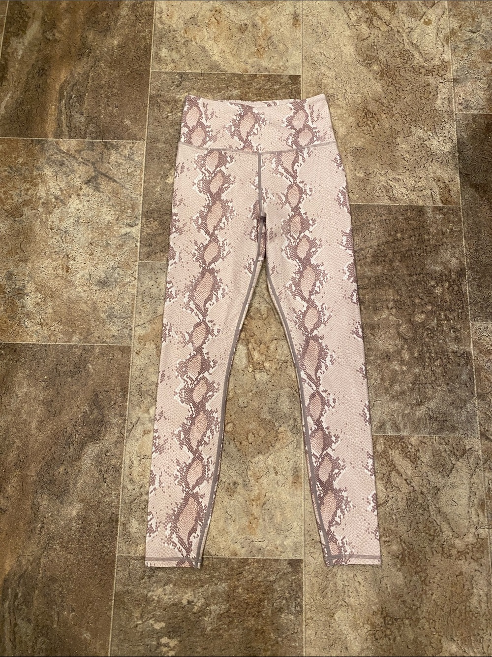 Varley Blush Snake-Print High-Waist Leggings, Size XS